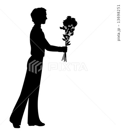 Silhouette of a man with flowers 13698251