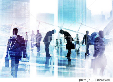Two Businessmen Bowing and Business People Two Businessmen Bowing and Business People 13698586