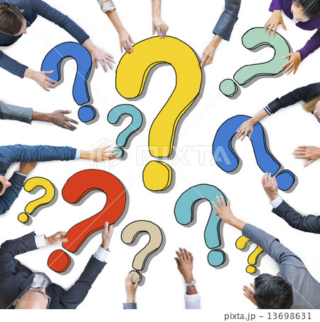 Group of Diverse Business People with Question Marks Group of Diverse Business People with Question Marks 13698631