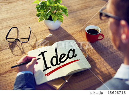 A Man Brainstorming about Idea Concept A Man Brainstorming about Idea Concept 13698718