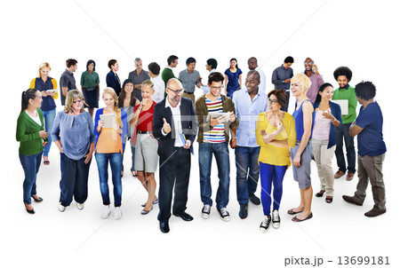 Multiethnic Group of People Using Digital Devices 13699181