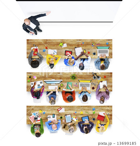 Multiethnic Group of Student Studying in Photo and Illustration 13699185