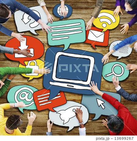 Multiethnic Group of People with Technology Symbol 13699267