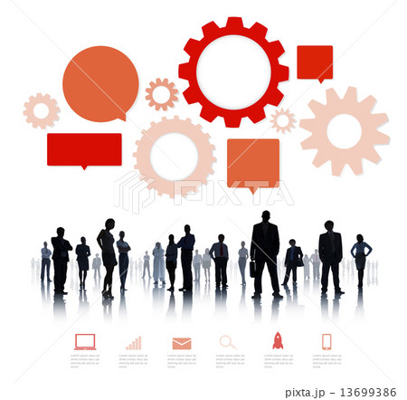 Silhouette of Business People Teamwork Infographic 13699386