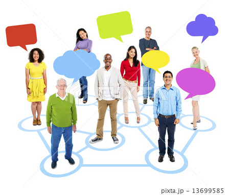 Cheerful Multi-Ethnic Group Of People Standing Individually In A Cheerful Multi-Ethnic Group Of People Standing Individually In A 13699585
