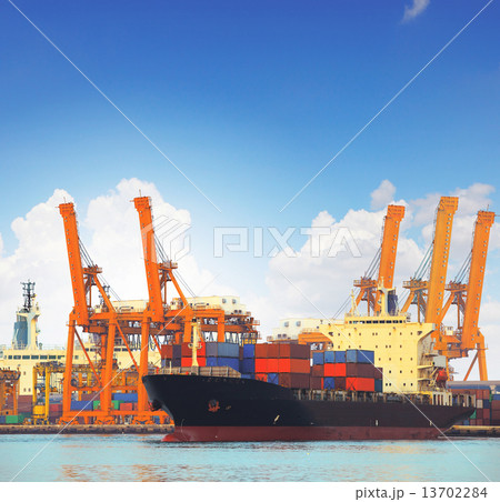 commercial ship and cargo container on port use for import expor commercial ship and cargo container on port use for import expor 13702284