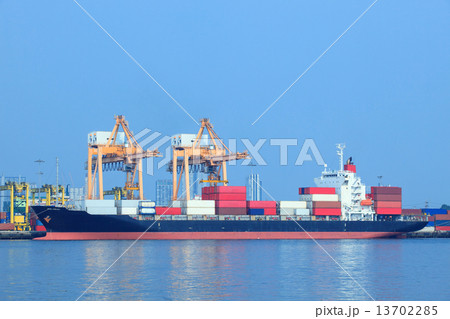 commercial ship and container on port use for import ,export and commercial ship and container on port use for import ,export and 13702285