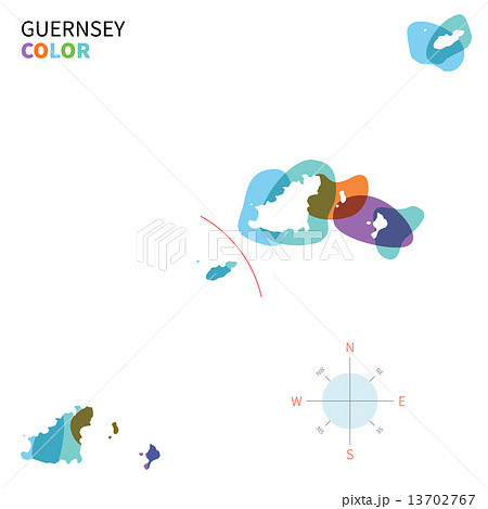 Abstract vector color map of Guernsey with transparent paint effect. 13702767