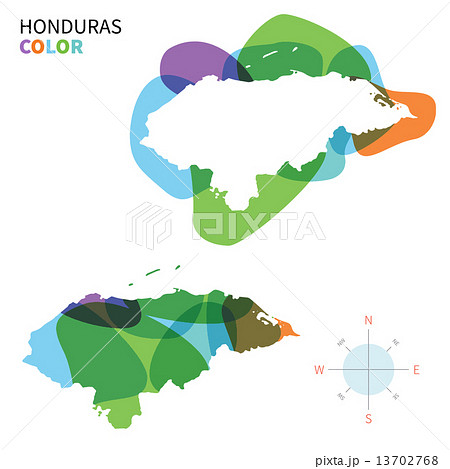Abstract vector color map of Honduras with transparent paint effect. 13702768