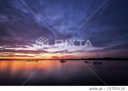Parked yachts, gorgous evening 13703110