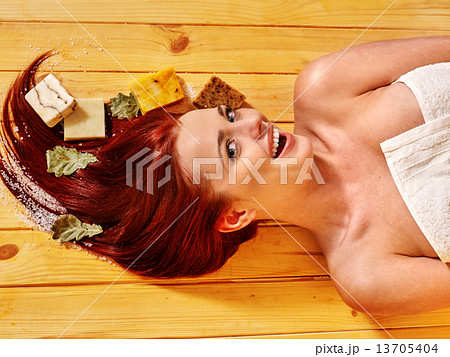 Girl in sauna. Girl in sauna. 13705404