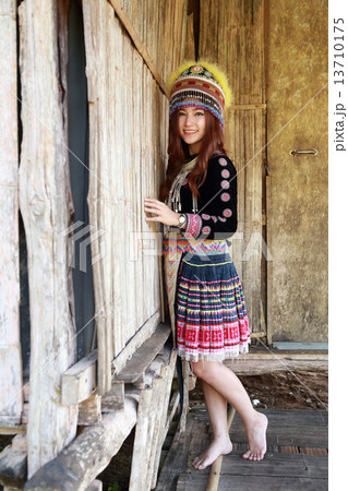 Traditionally dressed Mhong hill tribe woman Traditionally dressed Mhong hill tribe woman 13710175