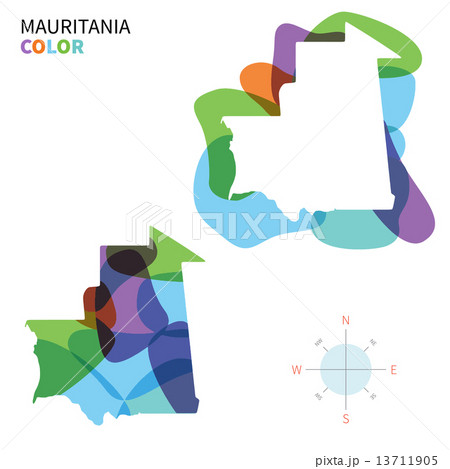 Abstract vector color map of Mauritania with transparent paint effect. 13711905