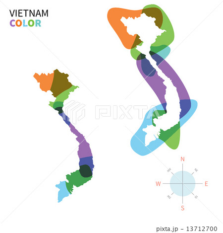 Abstract vector color map of Vietnam with transparent paint effect. 13712700