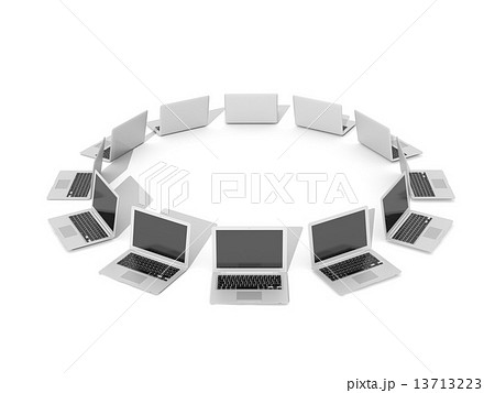 複数台のノートパソコンのイラスト素材