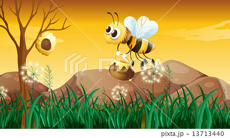 A bee flying going to the beehive 13713440