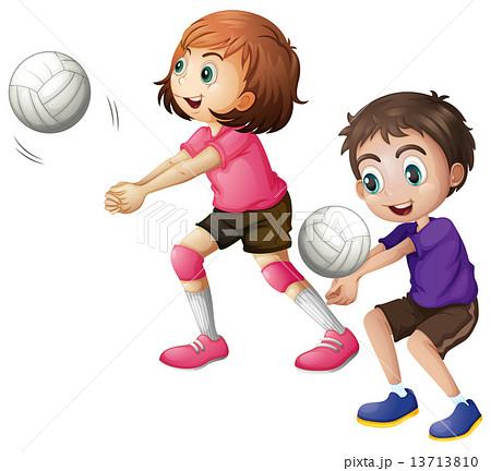 Kids playing volleyball Kids playing volleyball 13713810