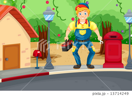 A smiling mechanic 13714249