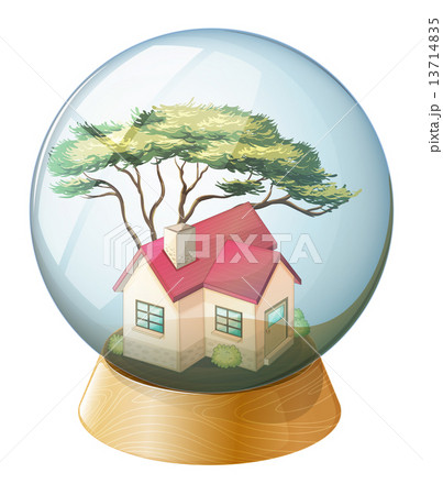 A concrete house inside the crystal ball 13714835
