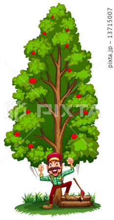 A happy woodman under the tree 13715007
