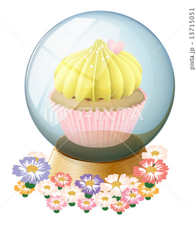 A clear crystal ball with a cupcake inside 13715051