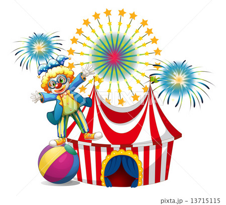A male clown playing outside the tent 13715115