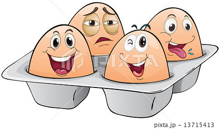 An eggtray with four eggs 13715413
