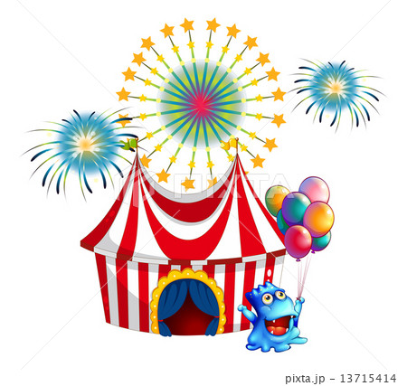 A circus tent with a monster in the front A circus tent with a monster in the front 13715414