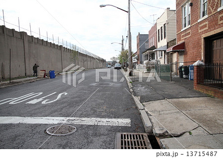 ニューヨークブルックリンの住宅街の写真素材