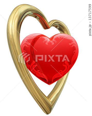 Golden and ruby heart shapes 13717599
