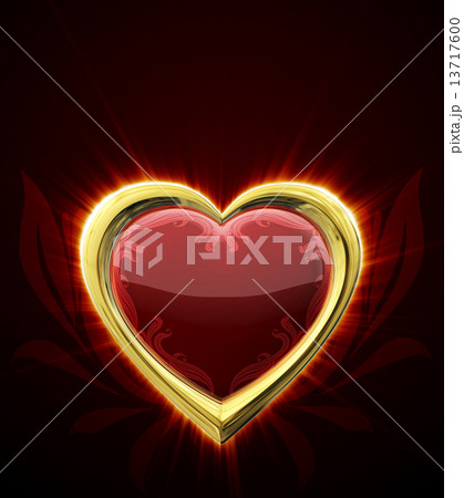Ruby heart in gold frame Ruby heart in gold frame 13717600