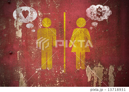 man and woman thinking about love and money 13718931