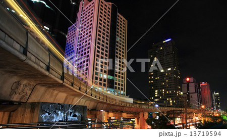 BTS elevated rail at business area in Bangkok BTS elevated rail at business area in Bangkok 13719594
