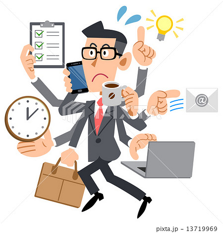 忙しすぎるメガネをかけたビジネスマン 忙しすぎるメガネをかけたビジネスマン 13719969