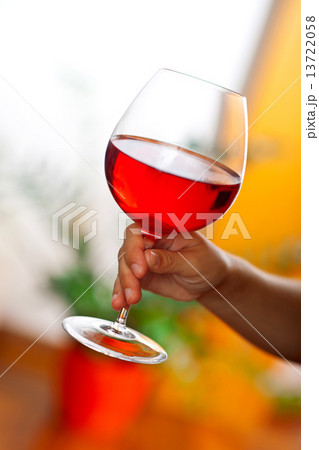 hand holding glass of wine 13722058
