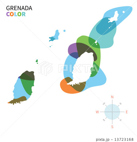 Abstract vector color map of Grenada with transparent paint effect. 13723168