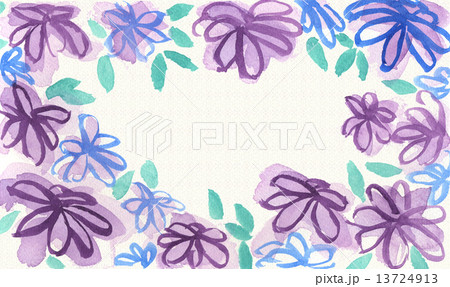 紫色と青色アフリカンデージー菊花の手描き水 13724913