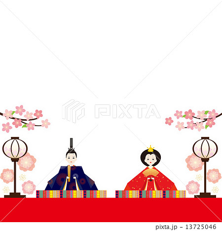 コピースペース ひな人形 ひな祭りイメージ 白背景 のイラスト素材