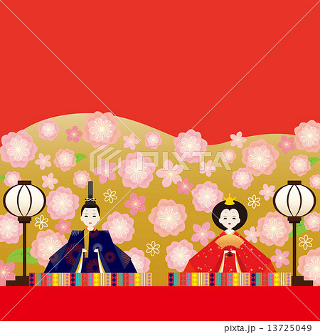 コピースペース-ひな人形,ひな祭りイメージ（屏風背景2） 13725049