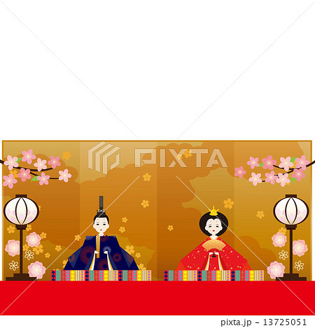 コピースペース-ひな人形,ひな祭りイメージ（屏風背景4） 13725051