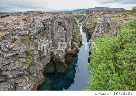 National Park of Thingvellir in Iceland, water and rocks 13728235