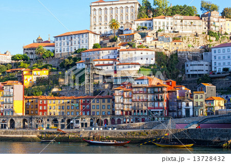 Multi-colored old houses around Ribeyr, Porto, Portugal 13728432