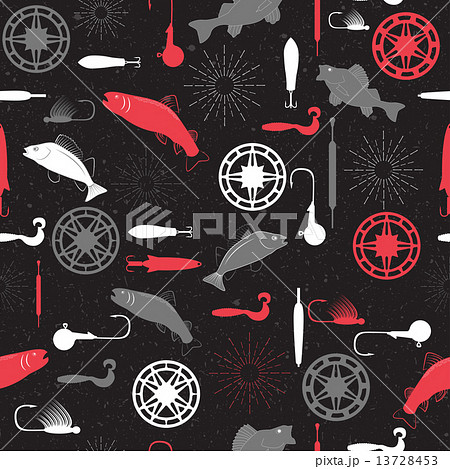 Seamless pattern on a fishing theme vector Seamless pattern on a fishing theme vector 13728453