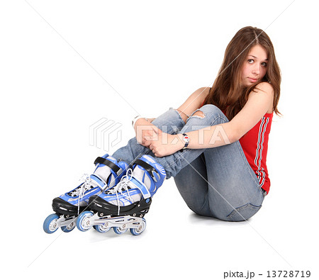 The beautiful girl on roller skates 13728719