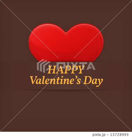 Valentine's day greetings card. Red heart over brown (chocolate) 13728993