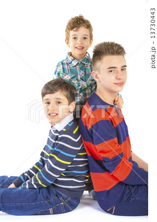 Shot studio with three boys brothers 13730443
