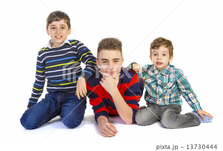 Shot studio with three boys brothers 13730444