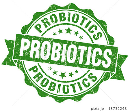 probiotics green grunge seal isolated on white 13732248