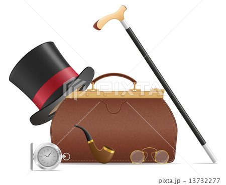 old valise and retro mens accessories vector illustration 13732277