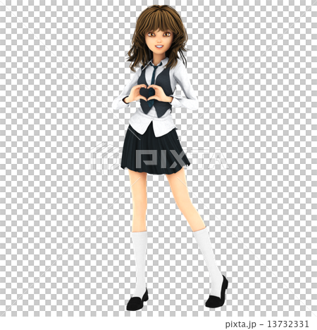 女學生3DCG例證材料 女學生3DCG例證材料 13732331